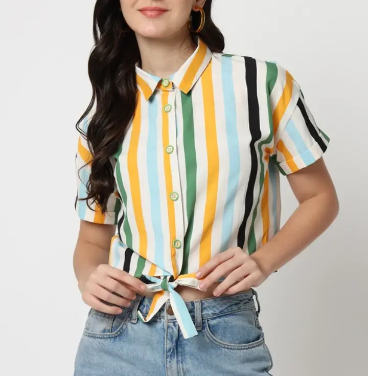 CHARMGAL casual sleeves stripped woman multicolour top