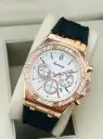 Diamond studded watch. Treding watch with black strip