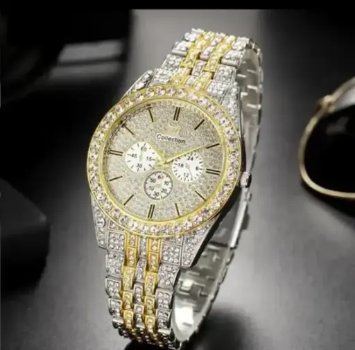 New fashion rhinestone men watch || Luxury look|| Quartz watch with shiny dial ||